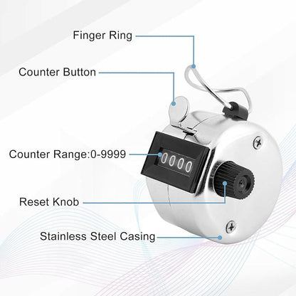 2 Pack Hand Tally Clicker Counter 4 Digit Metal Mechanical Hand Counter with Lanyard for People Counting, Lap , Knitting, Pitch, Golf, Coaching, Umpire, Events