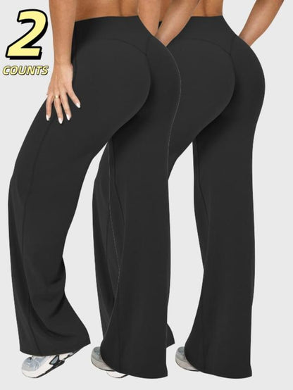 Women'S 3-Pack Solid Color Sporty Yoga Pants, Casual Bottoms Comfortable Flare Leggings, Perfect for Fitness and Daily Wear